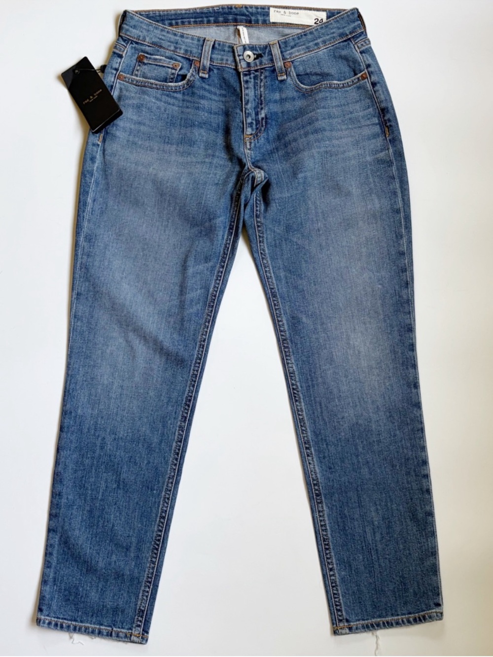 NWT Rag & Bone Dre Low Rise Slim Boyfriend Jeans Sz 24 Julienne Blue Denim